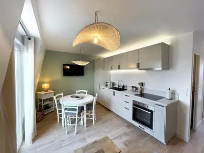 Cuisine ou kitchenette dans l'établissement T2 Vue mer, Au Balcon des Marées