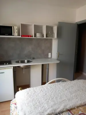 Cuisine ou kitchenette dans l'établissement La chambre de Carole