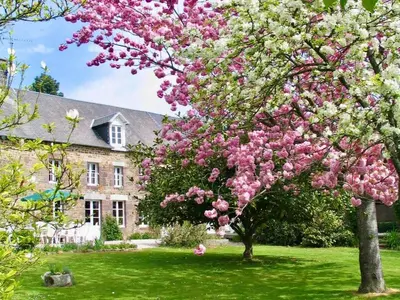 Jardin de l'établissement La Clef Decamp La Longère 1750 Hambye piscine grand jardin