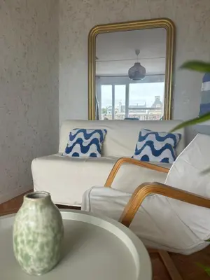 Coin salon dans l'établissement Appartement 2 minutes de la plage