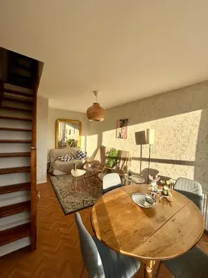 Coin salon dans l'établissement Appartement 2 minutes de la plage