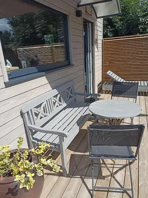 Balcon ou terrasse dans l'établissement Le petit Préau 10 min plages