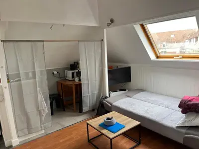 Un ou plusieurs lits dans un hébergement de l'établissement Studio - Port Ferry Ouitreham