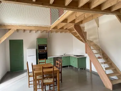 Cuisine ou kitchenette dans l'établissement Les Petits Crapauds Gîte