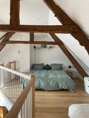 Un ou plusieurs lits dans un hébergement de l'établissement Peaceful countryside loft