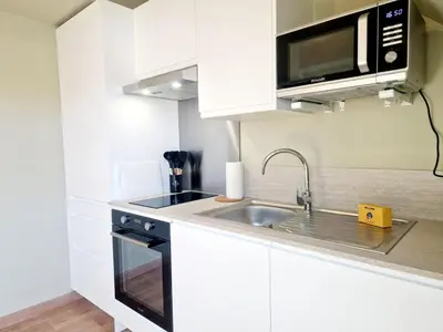 Cuisine ou kitchenette dans l'établissement L'Ermitage Cosy