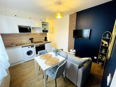 Cuisine ou kitchenette dans l'établissement Rêve bleu au port avec parking gratuit