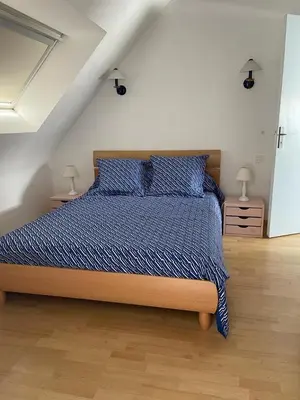 Un ou plusieurs lits dans un hébergement de l'établissement HolidayVilla50mFromBeach VillaDeVacancesPlage à50m