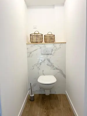 Salle de bains dans l'établissement Maison de charme entre CABOURG et CAEN