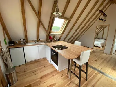 Cuisine ou kitchenette dans l'établissement La Grange - unique property, peace, space & light
