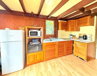 Cuisine ou kitchenette dans l'établissement Le chalet des câlins canins