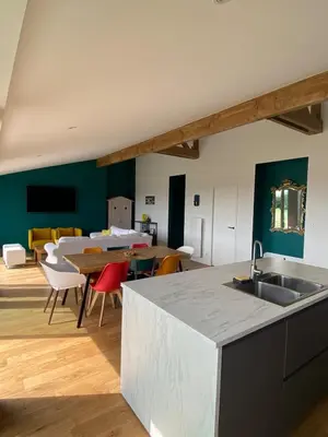 Coin salon dans l'établissement Appartement 7 personnes, splendide vue