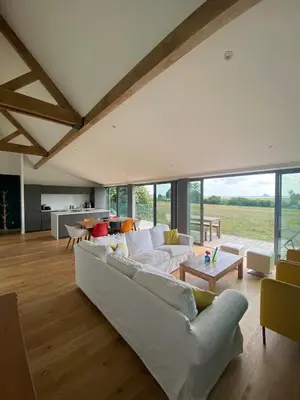 Coin salon dans l'établissement Appartement 7 personnes, splendide vue