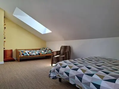 Un ou plusieurs lits dans un hébergement de l'établissement Maison familiale 3 chambres à 300m de la plage - FR-1-788-81