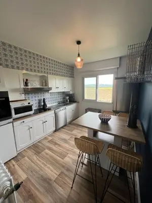 Cuisine ou kitchenette dans l'établissement Maison 8 personnes vue sur le havre