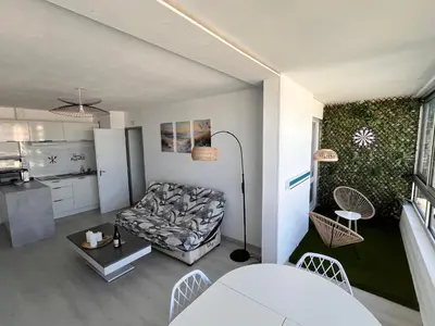 Cuisine ou kitchenette dans l'établissement La Coquille - Coquet T2 à 200m Juno Beach & Plage