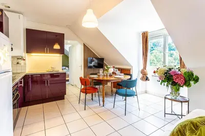 Cuisine ou kitchenette dans l'établissement Apartment Douillet