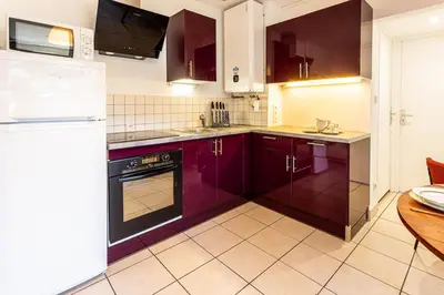 Cuisine ou kitchenette dans l'établissement Apartment Douillet