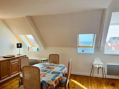 Un ou plusieurs lits dans un hébergement de l'établissement La Petite Cachette de Grandcamp - Seafront view