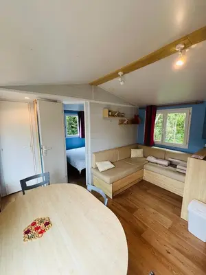 Un ou plusieurs lits dans un hébergement de l'établissement Mobilhome