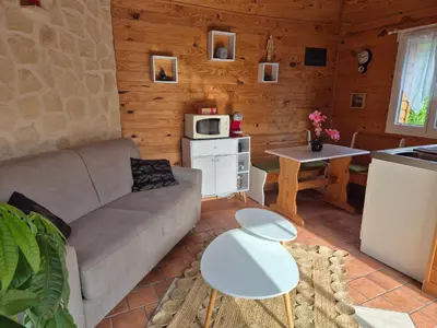 Cuisine ou kitchenette dans l'établissement Chalet cosy