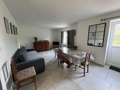 Coin salon dans l'établissement Gite de Pouppeville