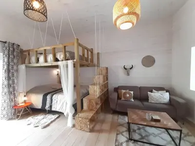 Un ou plusieurs lits dans un hébergement de l'établissement Le lodge - appartement 4 personnes proche mer