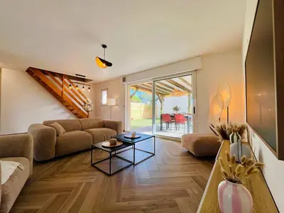 Coin salon dans l'établissement La Dune - Maison au bord de l'eau