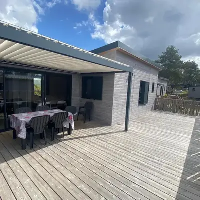 chalet à l'Edune 6 ou 12pers avec mon2ème chalet beau standing piscine couverte chauffée à 150m de la mer wifi inclus