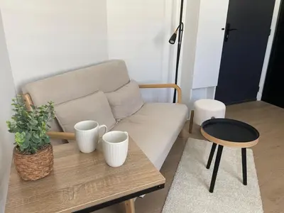 Coin salon dans l'établissement 2 pièces Cosy avec parking privé