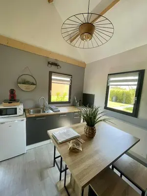 Cuisine ou kitchenette dans l'établissement Le petit Chalet