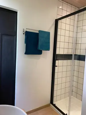 Salle de bains dans l'établissement Charmant appartement Carolles