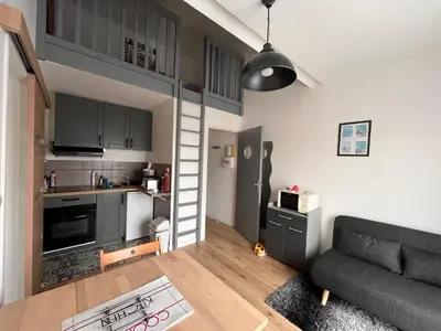 Cuisine ou kitchenette dans l'établissement Appartement Cabourg Plage - F2 - Vue dégagée