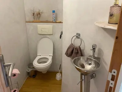 Salle de bains dans l'établissement Appartement campagne normande