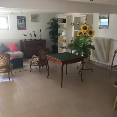 1-bedroom apartment with view of private beach