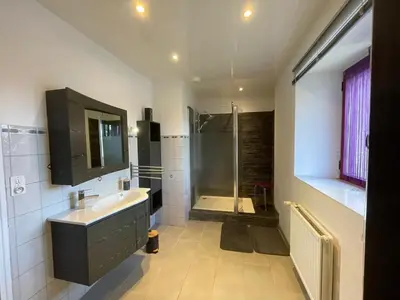 Salle de bains dans l'établissement Gîte de Romilly