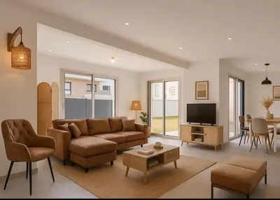 Télévision ou salle de divertissement dans l'établissement Grand T2 avec jardin à 2 min de Caen & proche mer