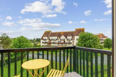 Balcon ou terrasse dans l'établissement Comfortable stay with sea view in Cabourg