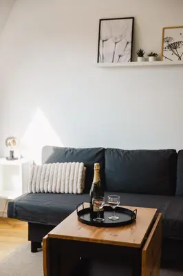 Coin salon dans l'établissement Appartement classé 2 étoiles à Cabourg - Proche plage et centre-ville