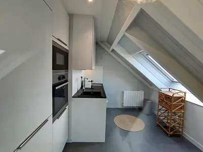 Cuisine ou kitchenette dans l'établissement Les Galets front de mer