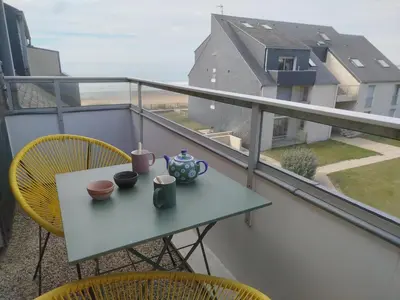 Balcon ou terrasse dans l'établissement Les Galets front de mer