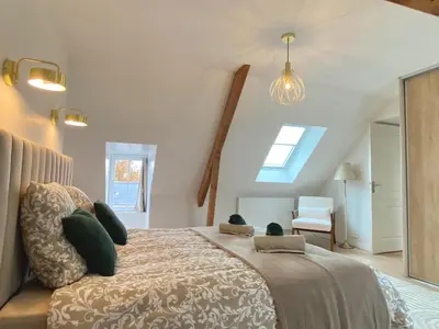 Un ou plusieurs lits dans un hébergement de l'établissement Maison Cornat, Numéro 6, Le Duplex
