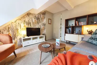 Télévision ou salle de divertissement dans l'établissement La Plume de Malherbe - Vue Centre Ville - Parking