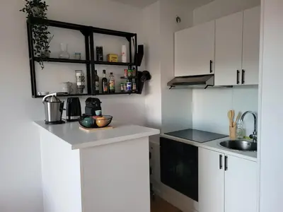 Cuisine ou kitchenette dans l'établissement Les voiliers