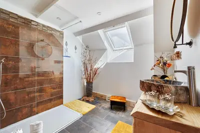Salle de bains dans l'établissement Le Hamelinet