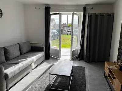 Coin salon dans l'établissement Studio with garden terrace and free parking