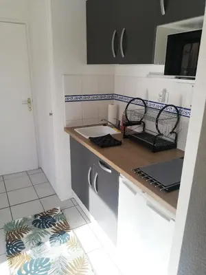 Cuisine ou kitchenette dans l'établissement Appartement avec jardin à 50 m de la plage et 2 vélos inclus