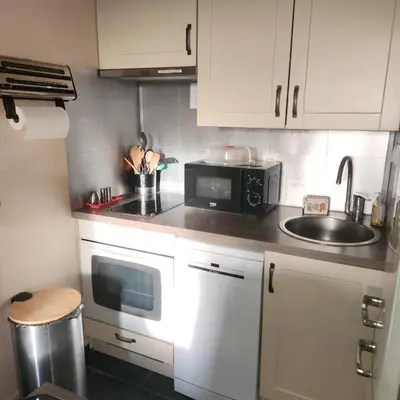 Cuisine ou kitchenette dans l'établissement Bel appartement avec vue sur l'hippodrome