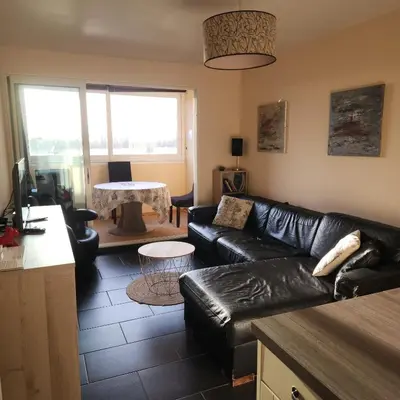Coin salon dans l'établissement Bel appartement avec vue sur l'hippodrome