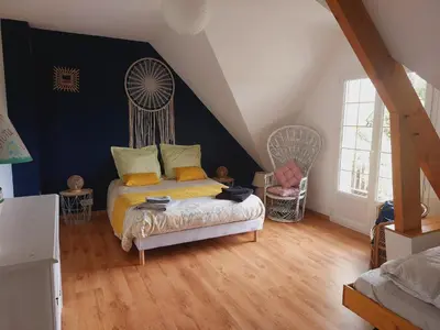 Un ou plusieurs lits dans un hébergement de l'établissement Le charme du cotentin, votre havre de paix pour les vacances